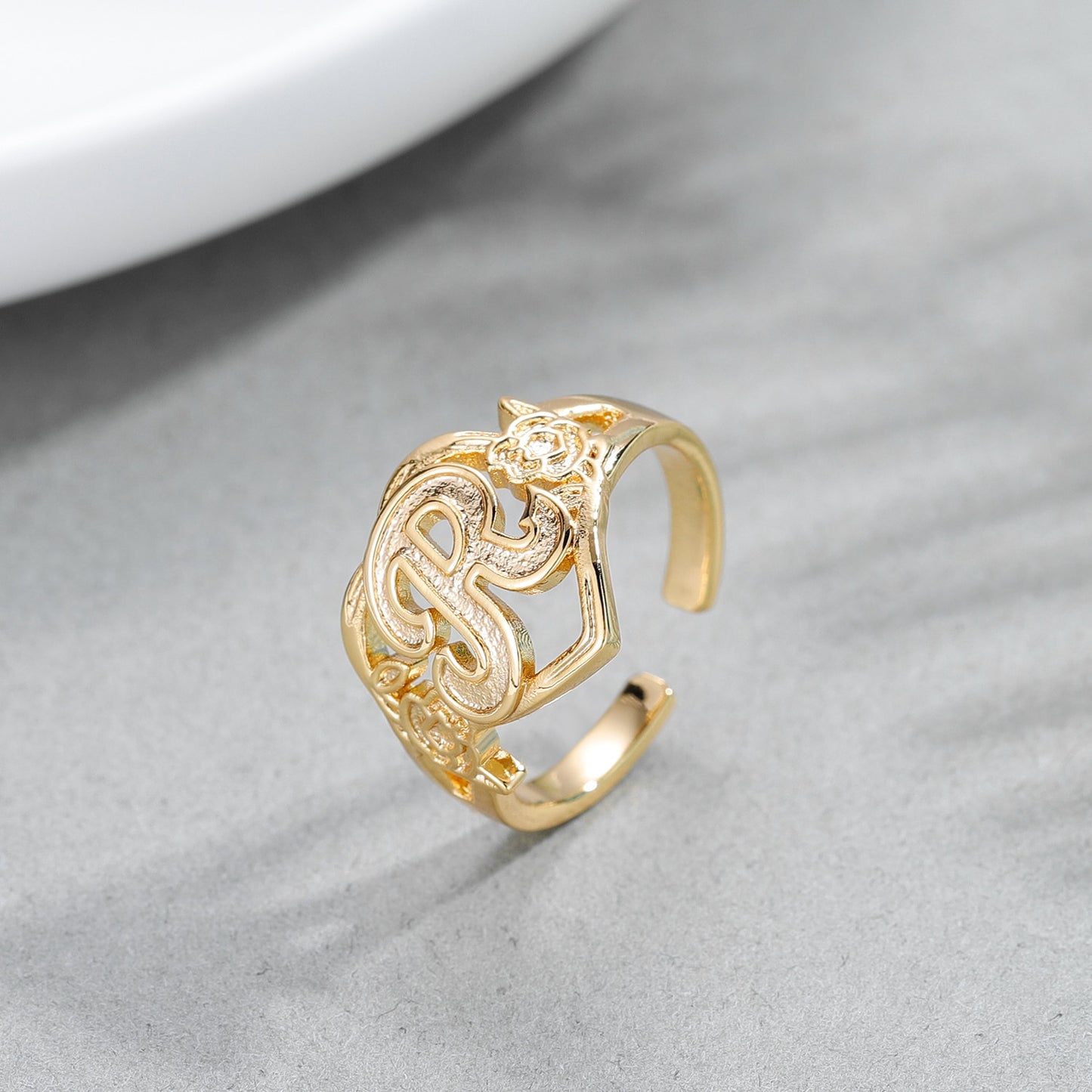 Royalty Gold Initial Ring
