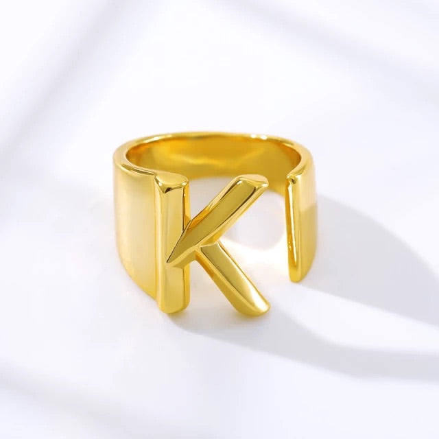 A-Z Initial Cuff Ring
