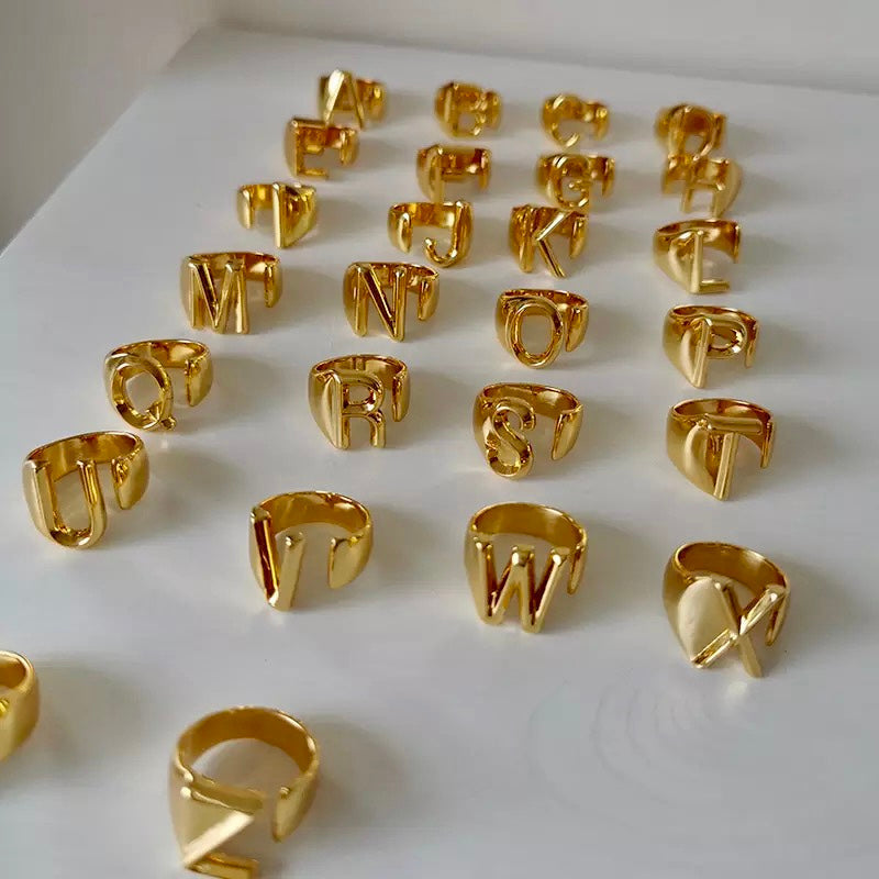 A-Z Initial Cuff Ring