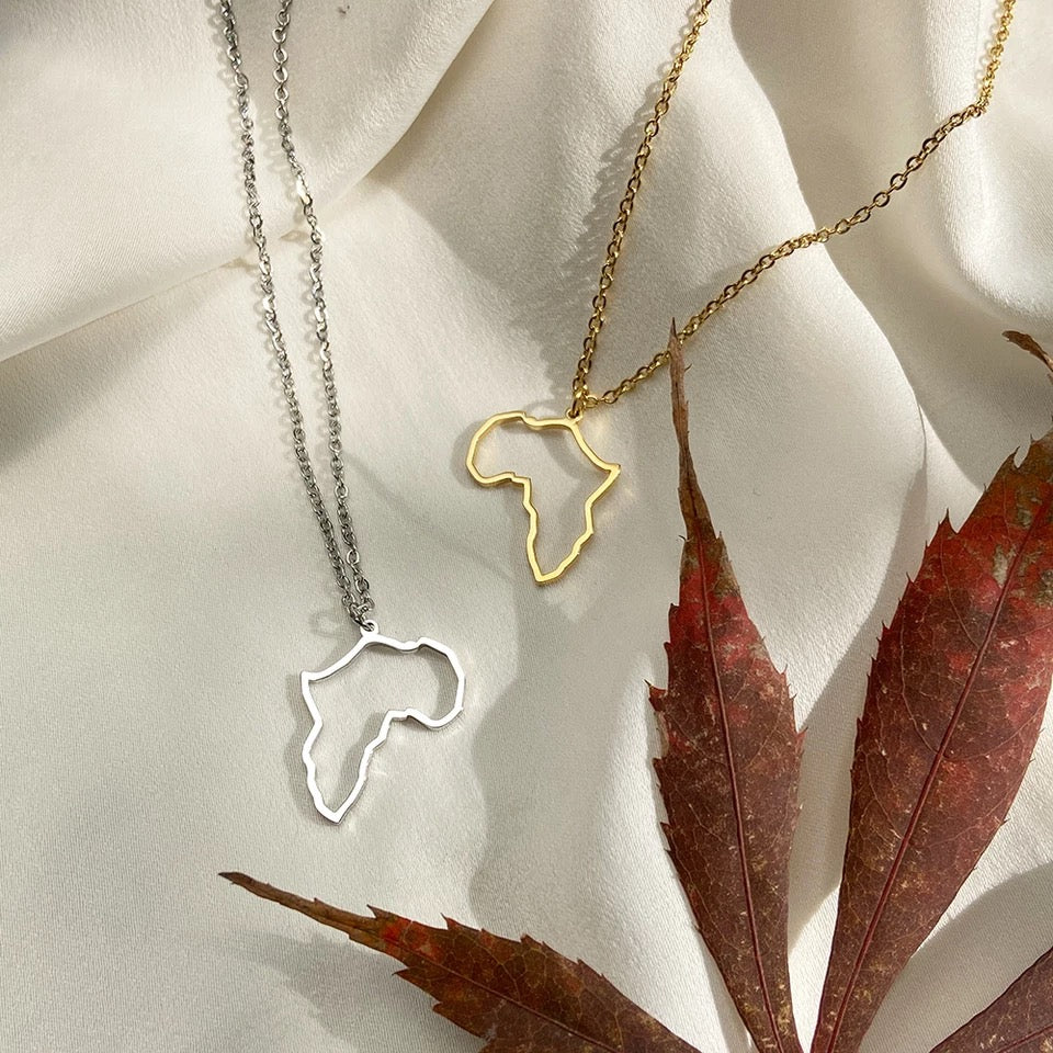 Hollow African Map Pendant Necklace