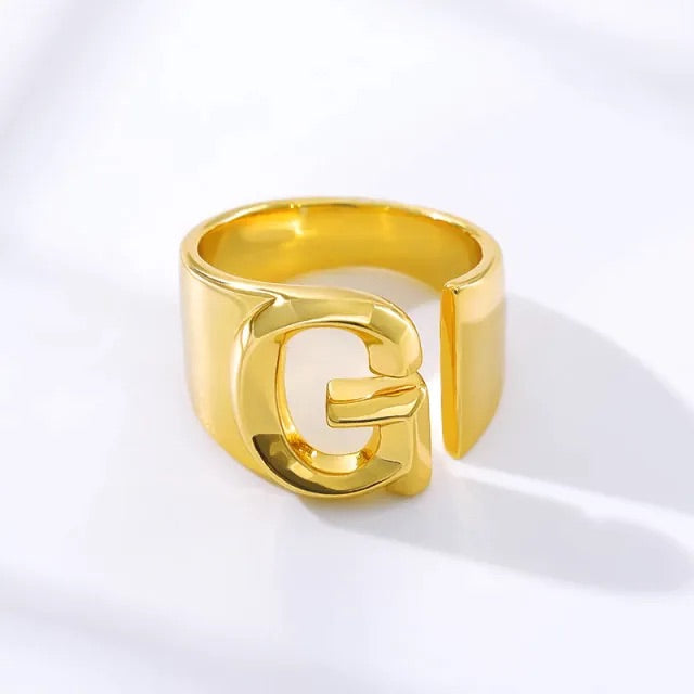 A-Z Initial Cuff Ring