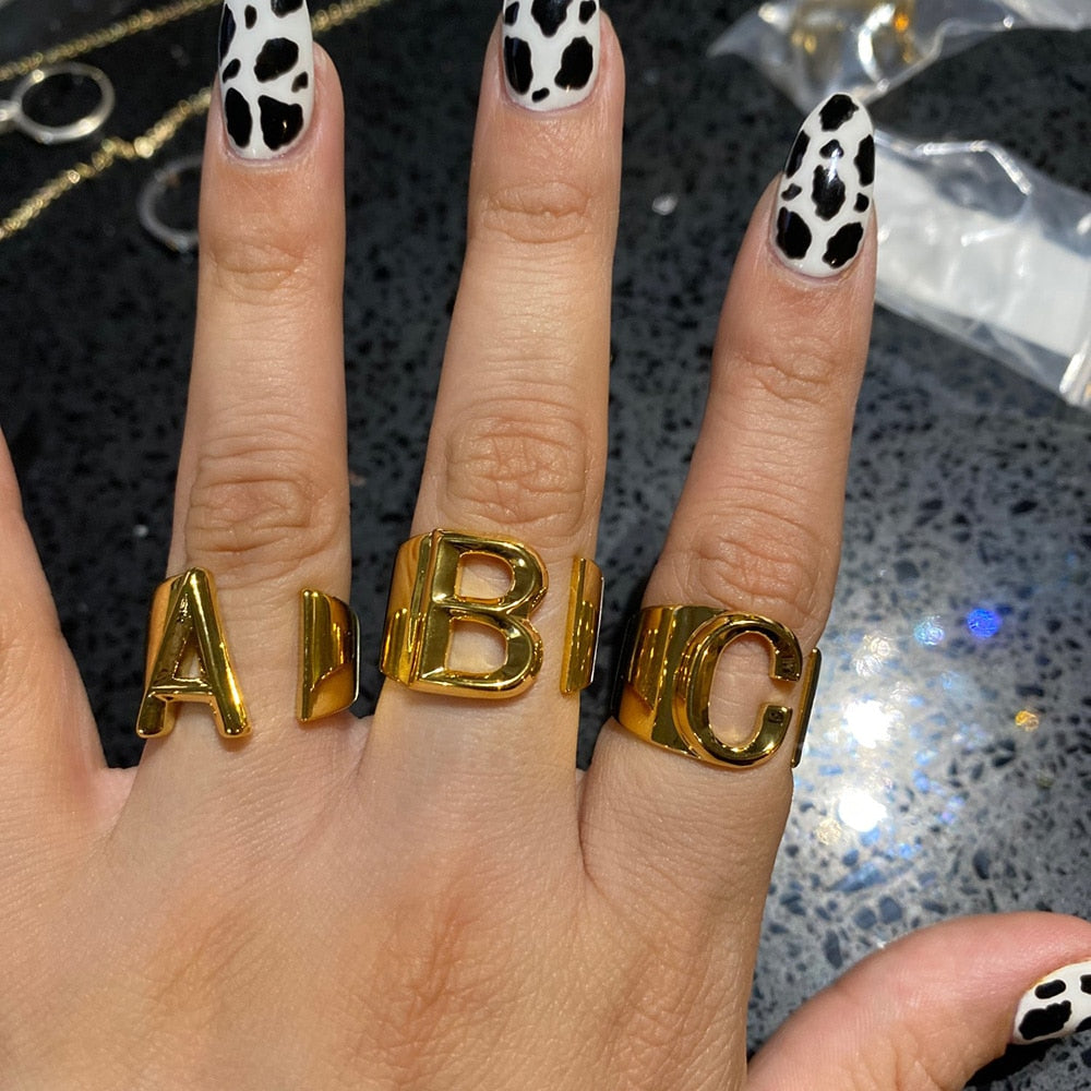 A-Z Initial Cuff Ring