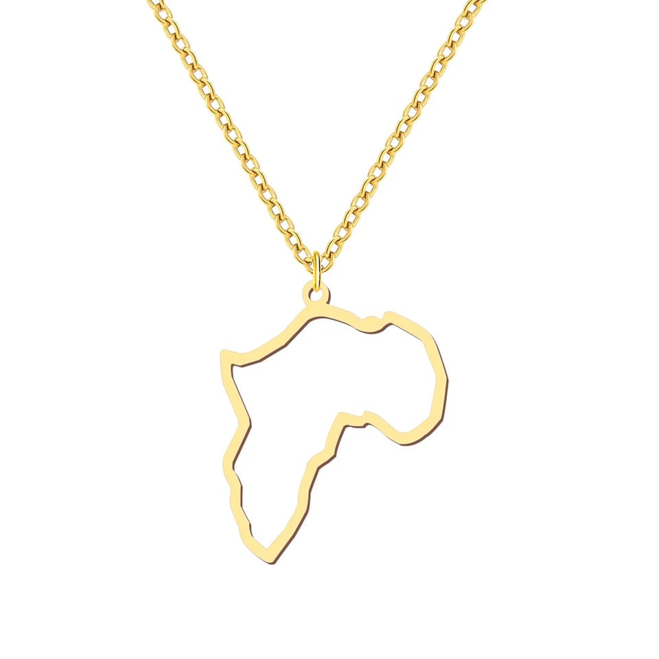 Hollow African Map Pendant Necklace