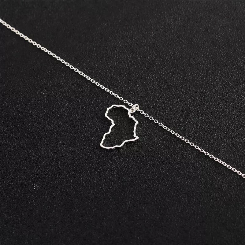 Hollow African Map Pendant Necklace