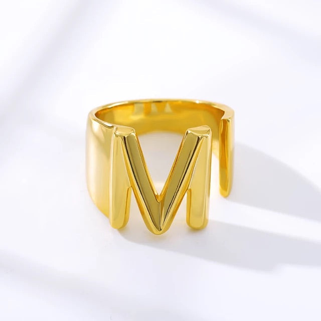 A-Z Initial Cuff Ring