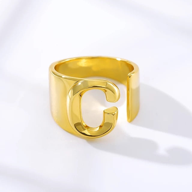 A-Z Initial Cuff Ring