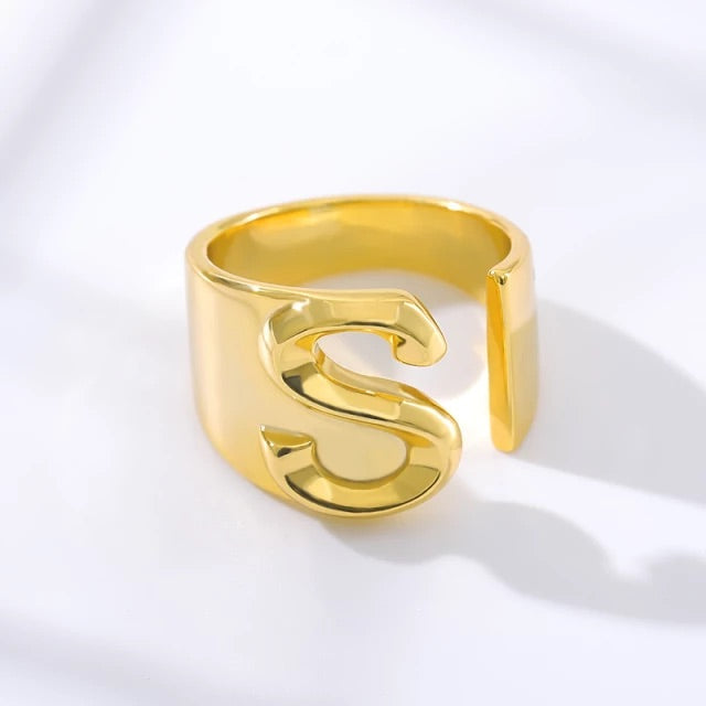 A-Z Initial Cuff Ring