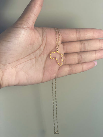 Hollow African Map Pendant Necklace
